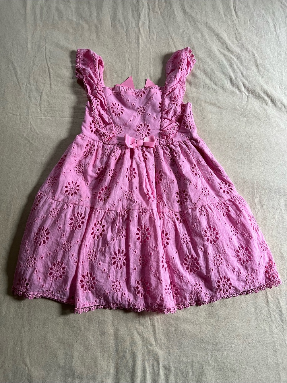 Blueberi Boulevard Pink Eyelet Sundress with Bow